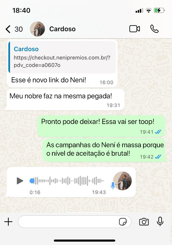 Print de conversa com Cardoso