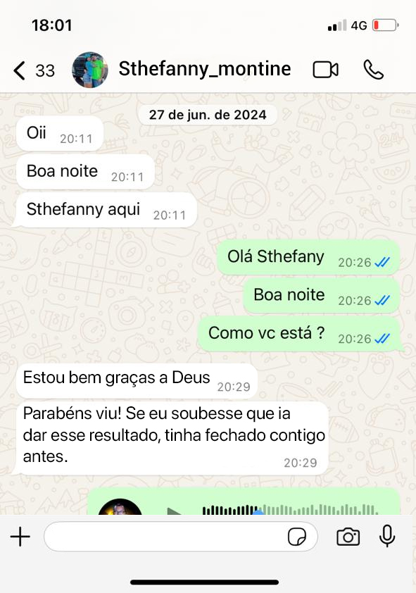 Print de conversa com Sthefanny